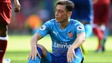 Mesut Özil shows his frustration during Arsenal's defeat at Liverpool