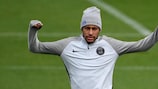 Neymar in training with Paris ahead of the game at Celtic