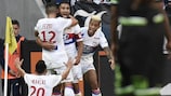 Lyon celebrate a Ligue 1 goal