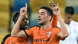 Gjergji Muzaka nach seinem Tor für Skënderbeu gegen Dynamo Kyiv