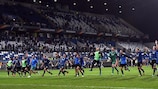 Los jugadores del Atalanta disfrutaron ante el Everton en la primera jornada