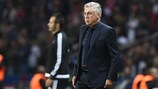 Carlo Ancelotti cuts a forlorn figure on the touchline in Paris