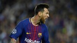 Lionel Messi celebrates for Barcelona