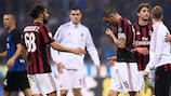 Leonardo Bonucci reacts after Milan's derby loss to Inter
