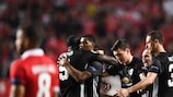 Marcus Rashford is congratulated after scoring Manchester United's winner at Benfica