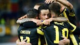Vitesse celebrate during their matchday three meeting with Zulte Waregem