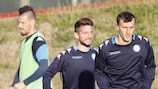 Os jogadores do Nápoles preparam o embate com o Manchester City
