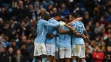 Los futbolistas del Manchester City celebra un gol