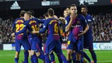 Jordi Alba celebra su gol con el Barcelona