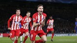 Saúl Ñíguez esulta dopo un gol con l'Atlético