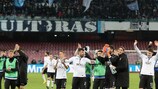 Les joueurs de l'Atalanta fêtent leur succès sur le Napoli en quarts de finale de la Coppa Italia