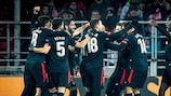 Athletic celebrate their win at Spartak