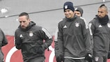 Bayern players train on the eve of the first leg