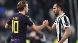 Harry Kane a marqué contre la Juventus de Giorgio Chiellini à Turin