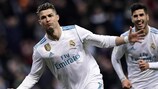 Cristiano Ronaldo celebrates one of his four goals against Girona