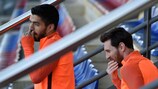 Luis Suárez et Lionel Messi à l'entraînement avec le Barça