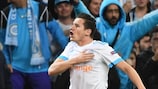 Florian Thauvin celebrates a goal against Leipzig
