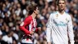 Cristiano Ronaldo deu vantagem ao Real no "derby" de Madrid, mas viu Antoine Griezmann restabelecer o empate para o Atlético