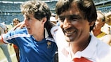 Henri Michel (à direita) com a França durante a fase final do Mundial de 1986