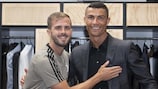 Miralem Pjanić and Cristiano Ronaldo meet as Juventus team-mates