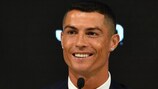 Cristiano Ronaldo durante su presentación con la Juventus