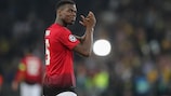 Paul Pogba celebrates his two goals on matchday one