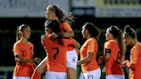 The Netherlands celebrate scoring against Albania