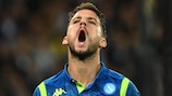 Dries Mertens after scoring Napoli's second goal at Paris
