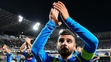 Match-winner Lorenzo Insigne celebrates Napoli's home victory against Liverpool last season