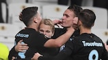 Malmö celebrate their decisive matchday six win at Beşiktaş