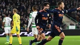 Valencia's Denis Cheryshev (right) after opening the scoring at Celtic