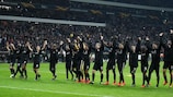 Eintracht Frankfurt celebrate reaching the round of 16