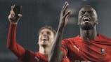 Rennes celebrate victory against Betis in the round of 32
