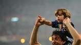 Inter matchwinner Diego Milito celebrates in Madrid