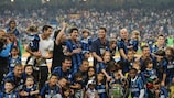 Inter celebrate winning the UEFA Champions League in May 2010