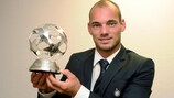 Wesley Sneijder was named UEFA Club Midfielder of the Year in Monaco