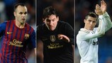Iniesta, Messi et Ronaldo nommés pour le trophée