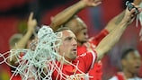Franck Ribéry saboreia o triunfo do Bayern na UEFA Champions League, em Wembley