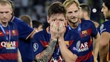 Lionel Messi heureux après la victoire contre Séville