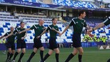 Los oficiales de la Supercopa de la UEFA este lunes en un entrenamiento en Tiflis