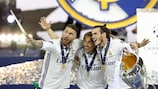 Sergio Ramos, Gareth Bale y Luka Modrić, haciéndose un selfie en la final de la UEFA Champions League