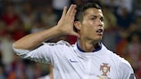 Le Portugais Cristiano Ronaldo après l'un de ses buts en Arménie