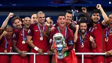 Cristiano Ronaldo, che ha iniziato la carriera con lo Sporting, ha guidato il Portogallo al successo a EURO