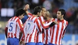 L'Atlético esulta dopo il gol di Arda Turan