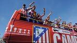 La joie des joueurs de l'Atlético après leur victoire en finale la saison dernière