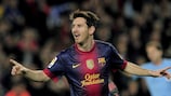 Lionel Messi comemora o golo inaugural