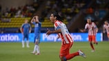 Falcao festeggia uno dei suoi tre gol contro il Chelsea nella finale di Supercoppa UEFA 2012