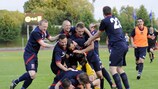 El Prestatyn celebra la victoria en penaltis ante el Liepājas Metalurgs