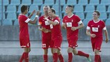 Футболисты "Дифферданжа" празднуют сенсационную победу над "Утрехтом"