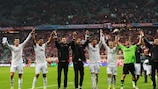 A comemoração do Real Madrid no final do jogo
